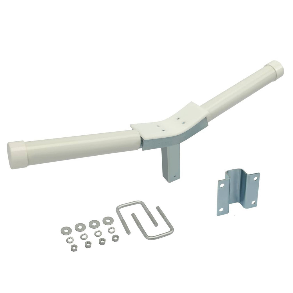 Bow rest centering guide kit with white PVC tubes plus zinc brackets and hardware