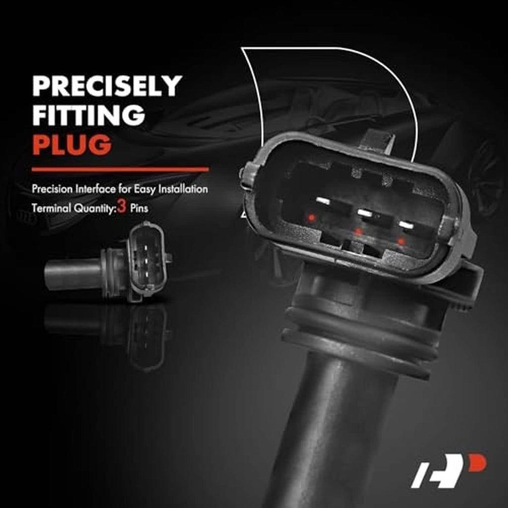 Camshaft position sensor with exposed multi-pin connector plug and metal shaft