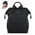 LEUDES black knitting bag backpack with wide-open top, front quilted pocket, and handles