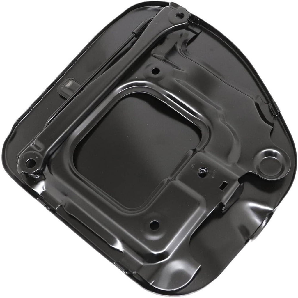Fuel door cover underside with mounting frame and circular grommet