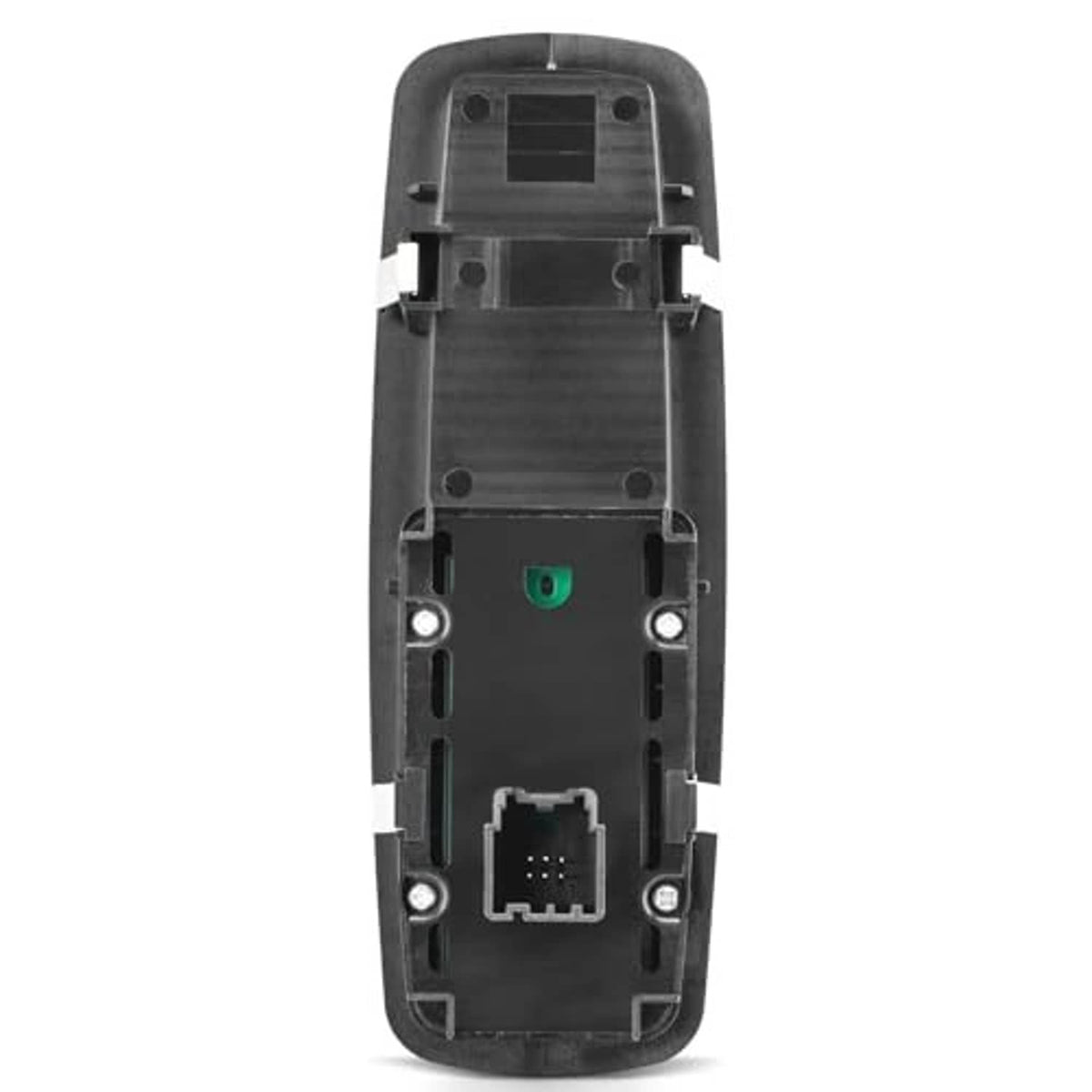 Power window switch rear view with wiring connector and mounting clips