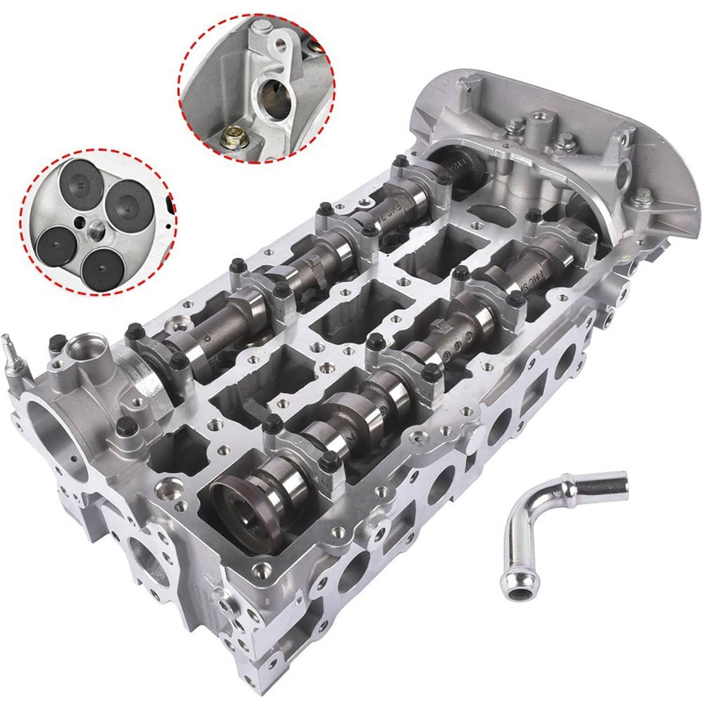 Cylinder head assembly showing camshaft area and intake/exhaust port openings
