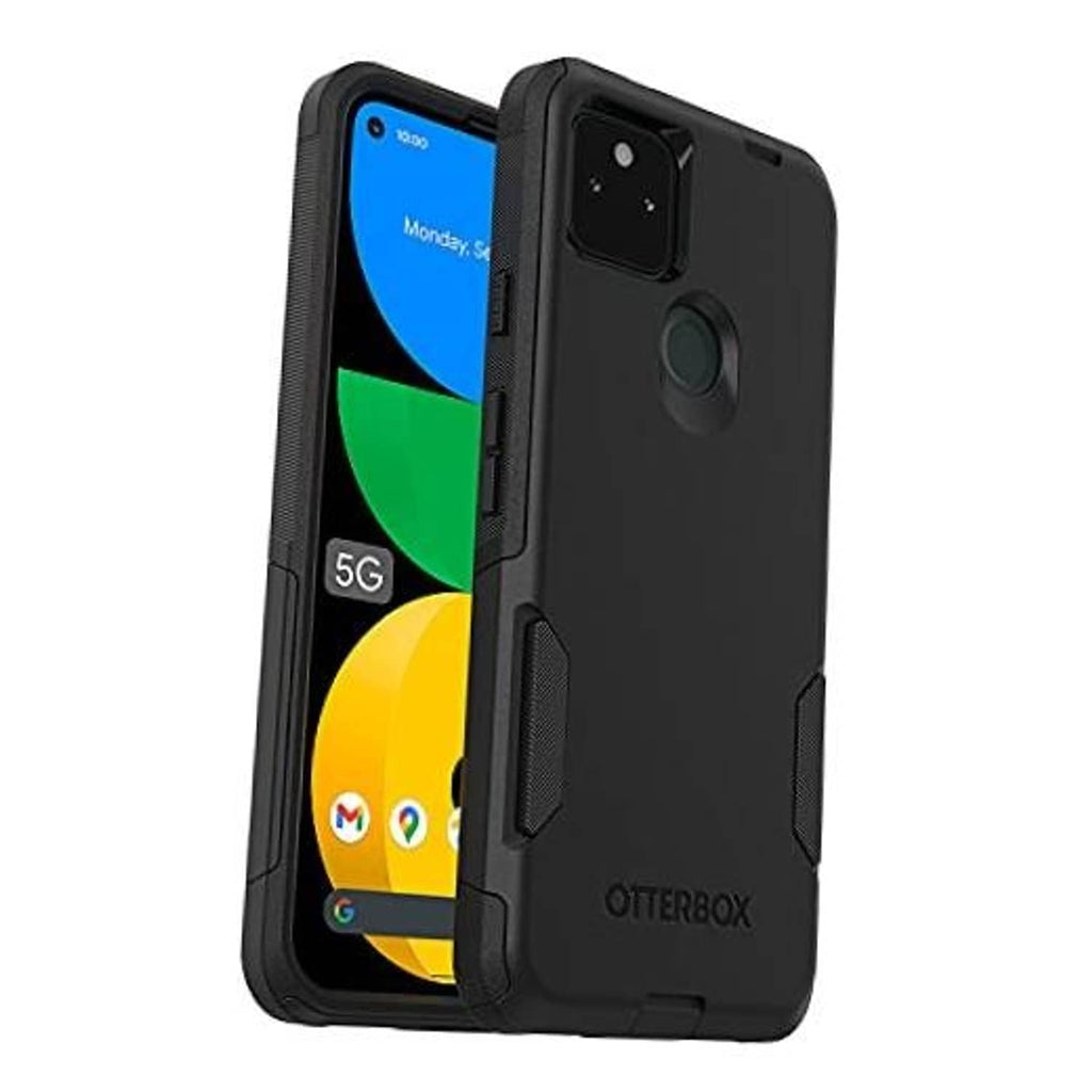 Black OtterBox phone case for Pixel 5a, thin protective design with textured edges