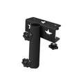 Black no-drilling truck bed flag pole mount bracket with star cutouts and clamps