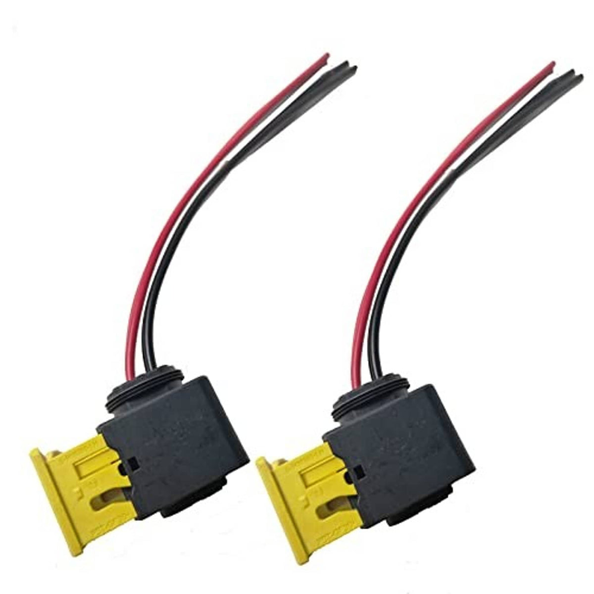 Pair of 4-pin connector leads with yellow housings and red/black cable wires