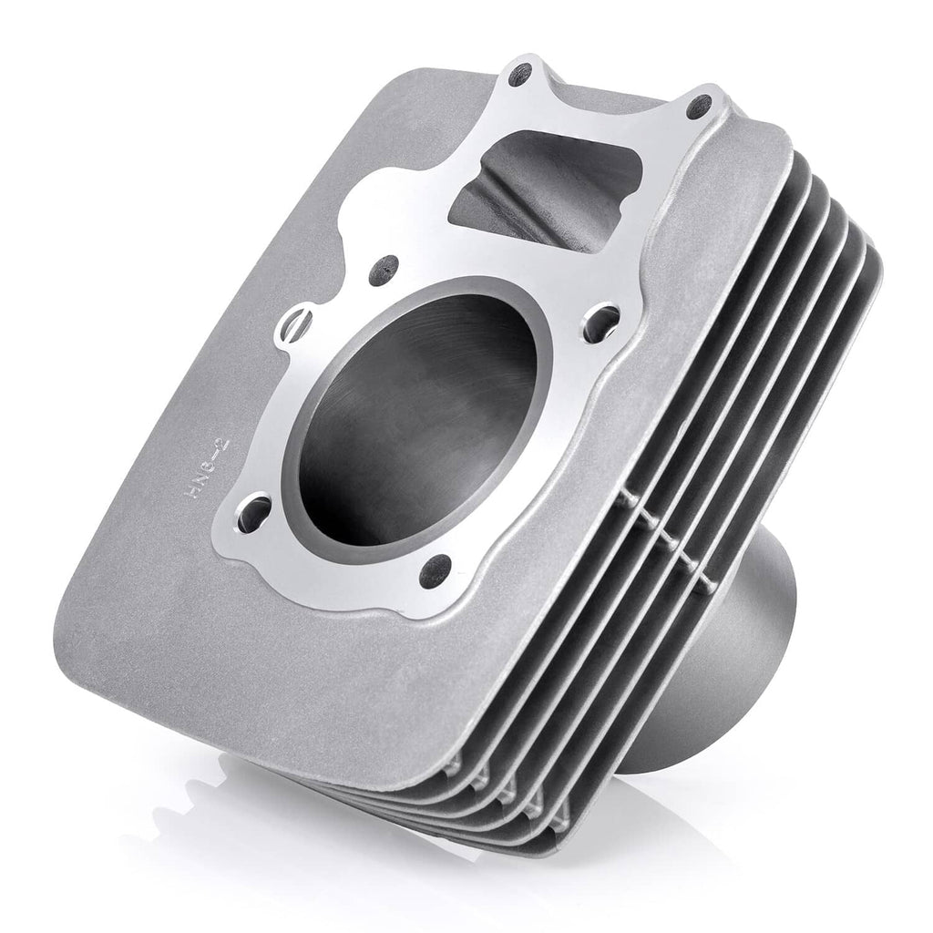 Aluminum cylinder block with cooling fins and large piston bore, silver-gray