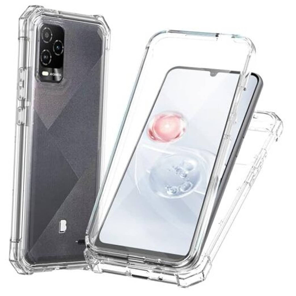 Transparent phone case with clear screen cover, protecting corners and sides