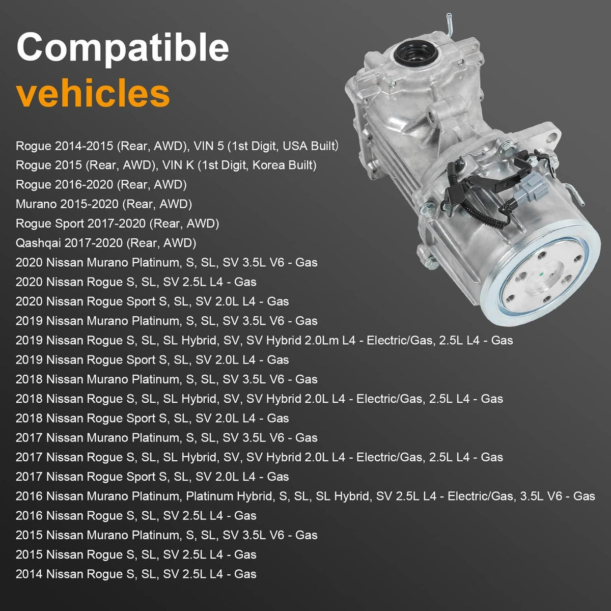 Rear differential assembly shown from multiple angles, silver aluminum housing