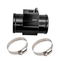 Black water temperature sensor joint pipe with two metal hose clamps, 40mm marking