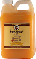 Howard Feed-N-Wax wood polish bottle, amber liquid, 64 fl oz container