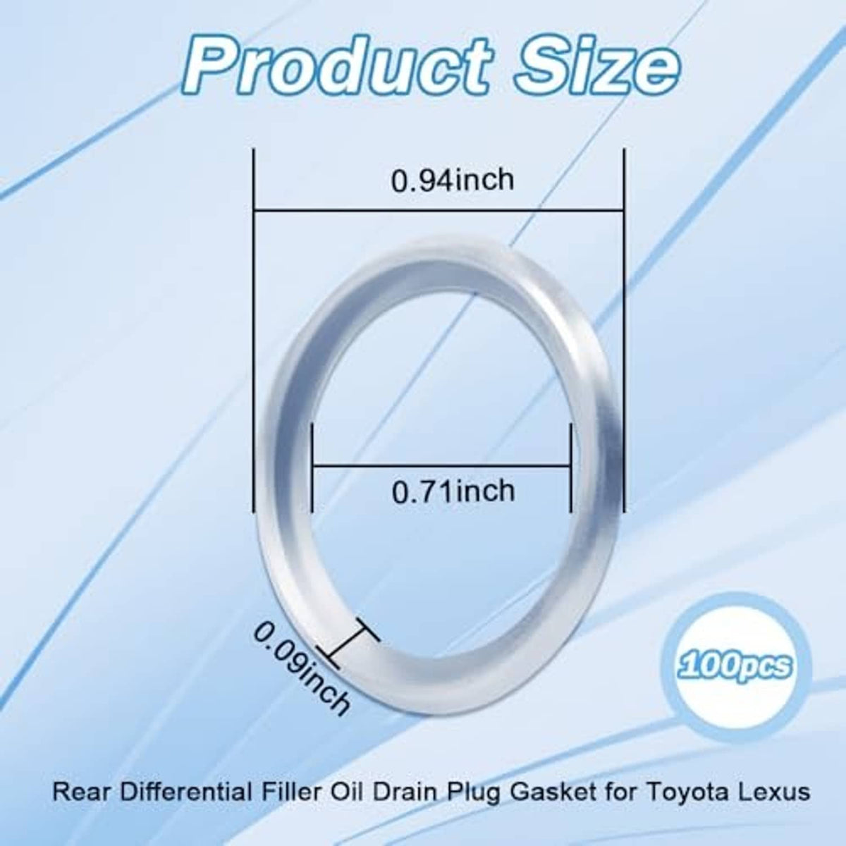 Oil drain plug gasket crush seal ring, silver metal, 18mm size