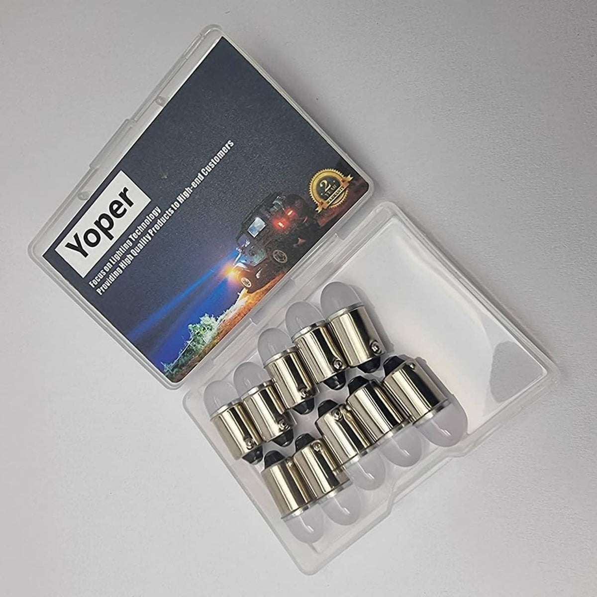 Yoper car LED bulb kit blister pack with silver bulbs and clear dome covers