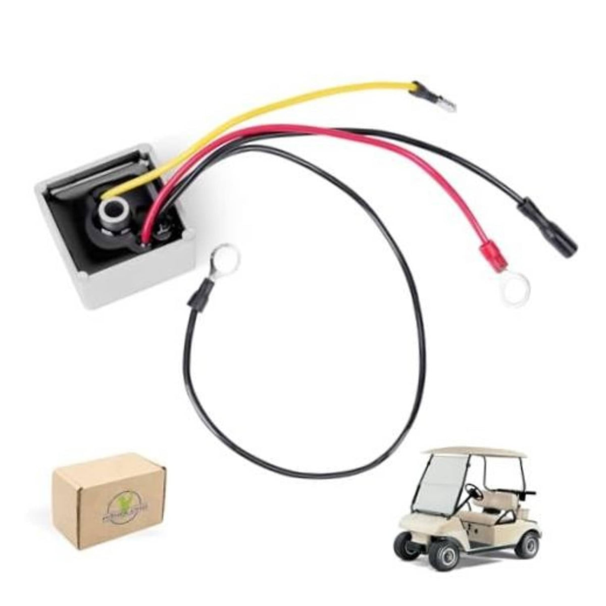 Voltage regulator rectifier with wire harness and electrical connectors, black module