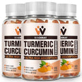 Turmeric curcumin supplement gummies bottle with white ribbed cap and orange label