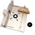 Aluminum router table insert plate with circular center hole and mounting screws