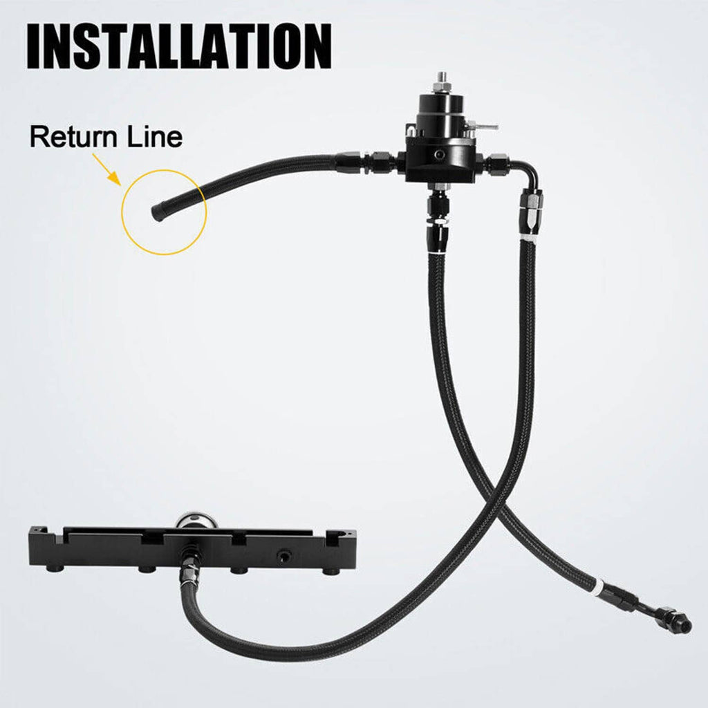 Fuel pressure regulator with attached hoses for return line installation