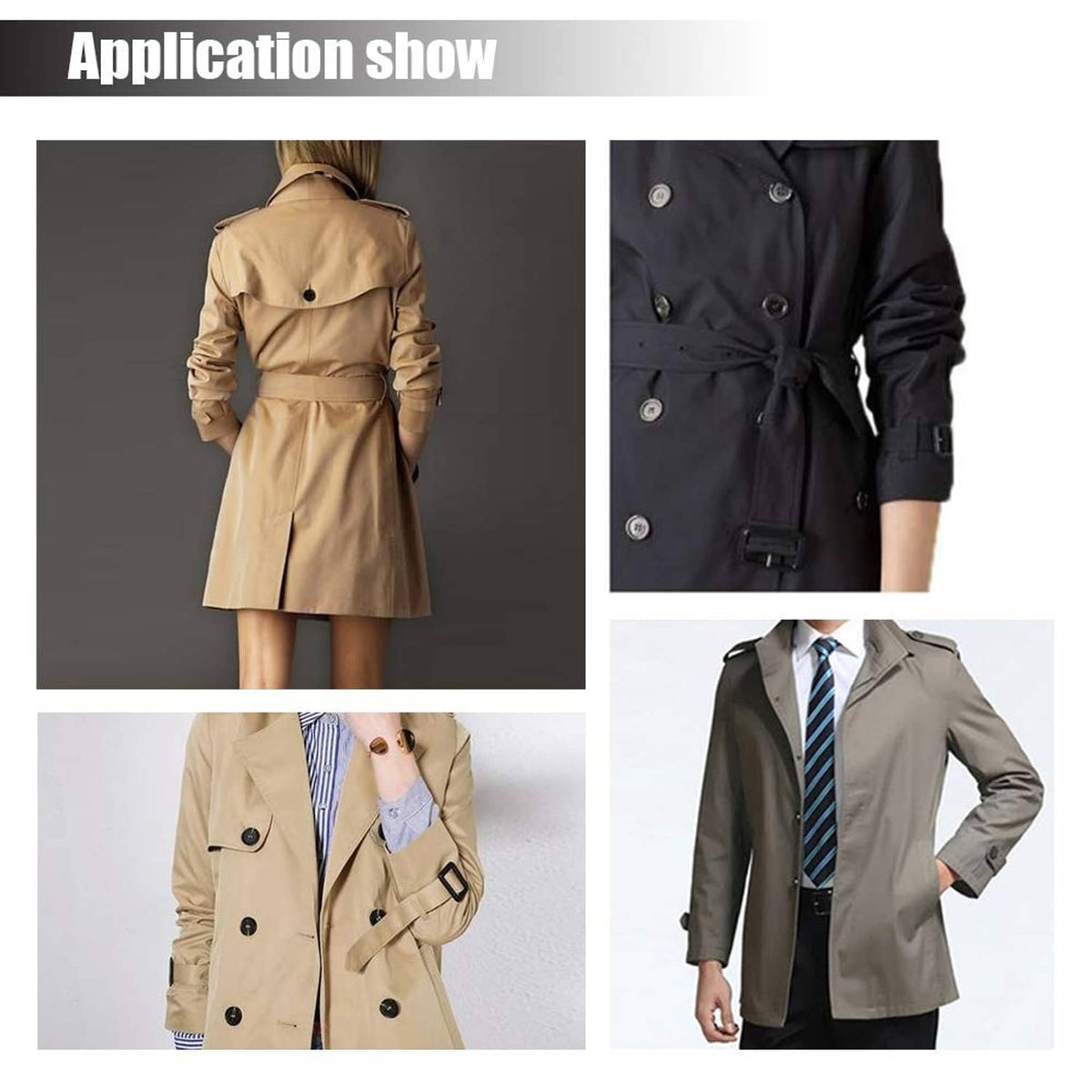 Coat front and cuff showing round faux buffalo buttons in dark tone