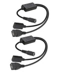 DC to DC buck converter cable set with 5.5x2.1 barrel plug and dual USB-A/USB-C leads