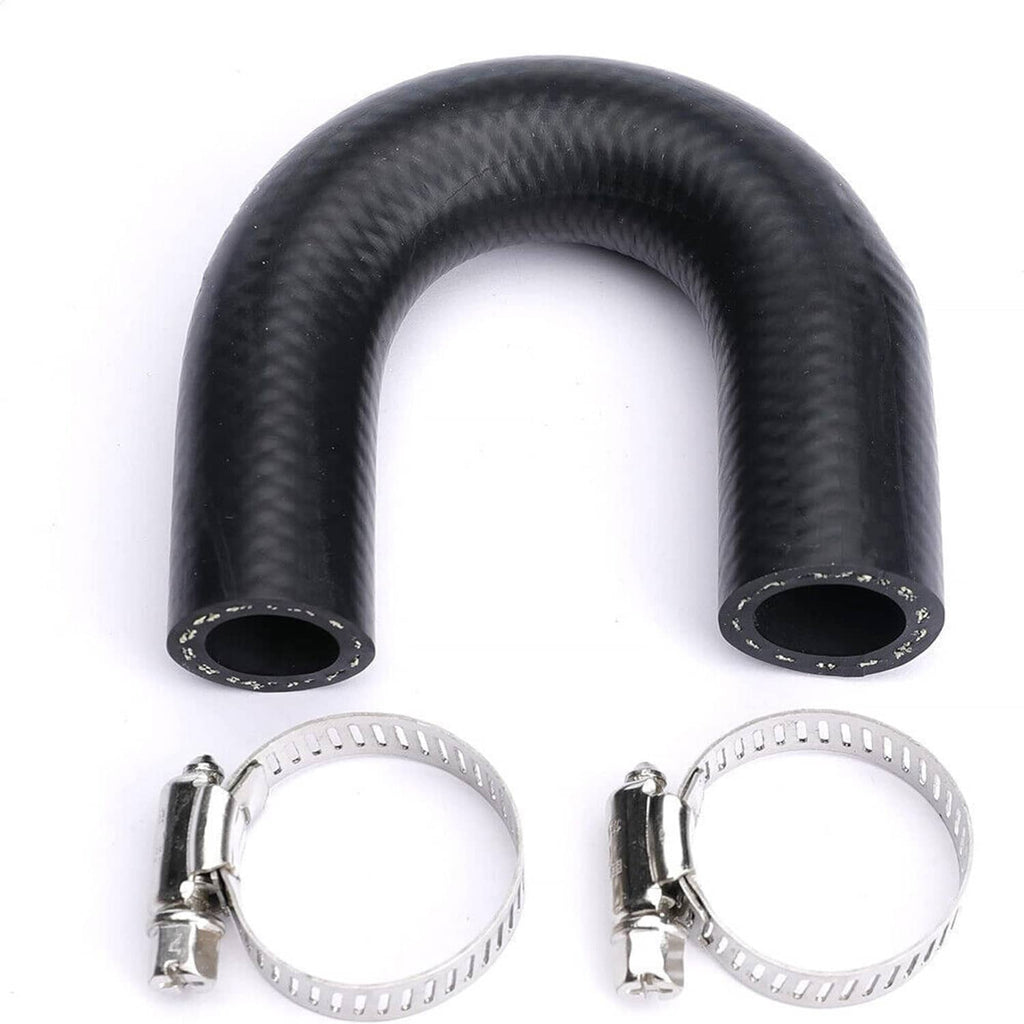 Black heater core bypass delete hoses with two metal clamps