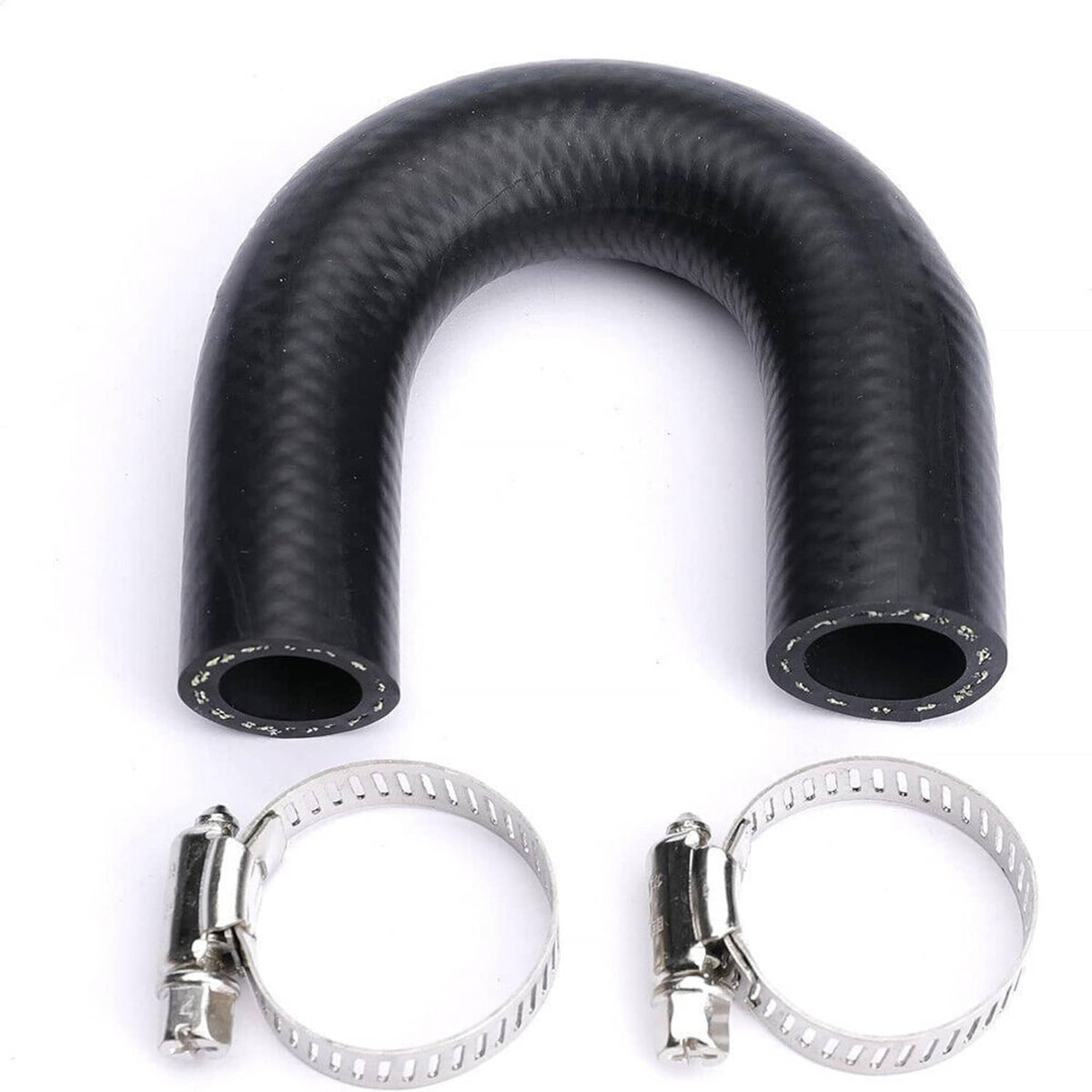 Black heater core bypass delete hoses with two metal clamps