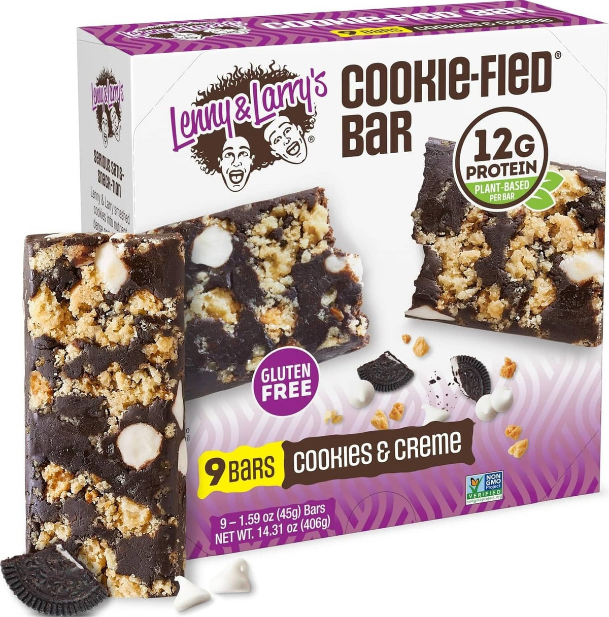 Cookie-fied protein bar multipack box with gluten free cookies & cream flavor