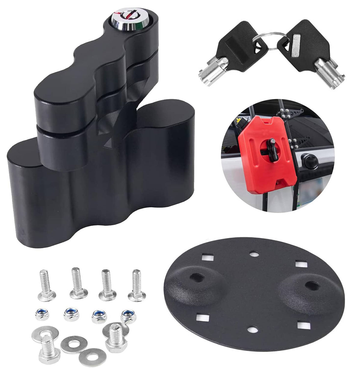 Black lock kit for ROTOPAX Standard Pack mount, keys and bracket hardware