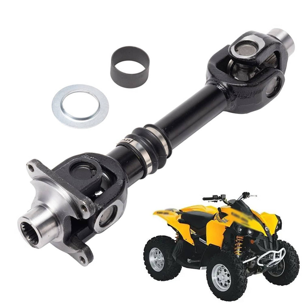 Rear propeller drive shaft with U-joints, black shaft, metal yoke ends and washers