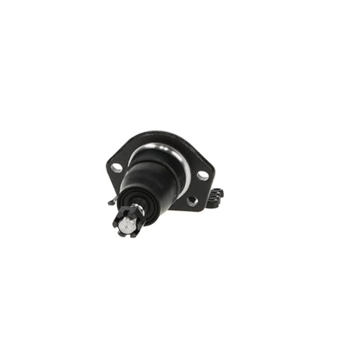 Front upper suspension ball joint with black rubber boot and mounting flange