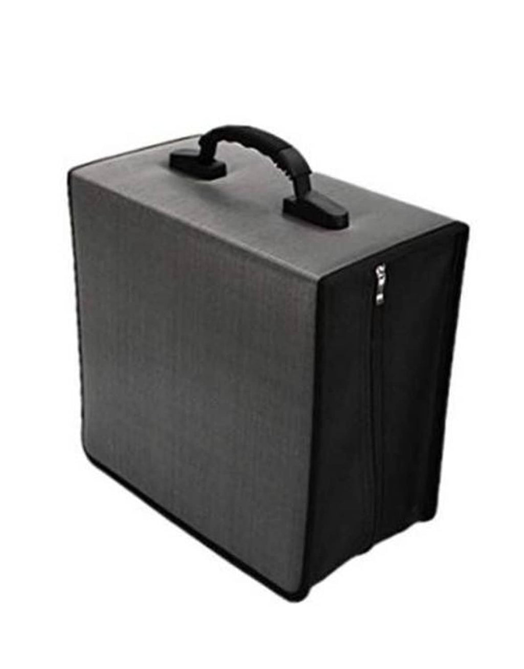 Gray CD/DVD case organizer wallet with top carry handle and zip pocket