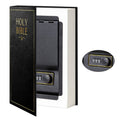 Small black book safe with combination lock keypad, open side view