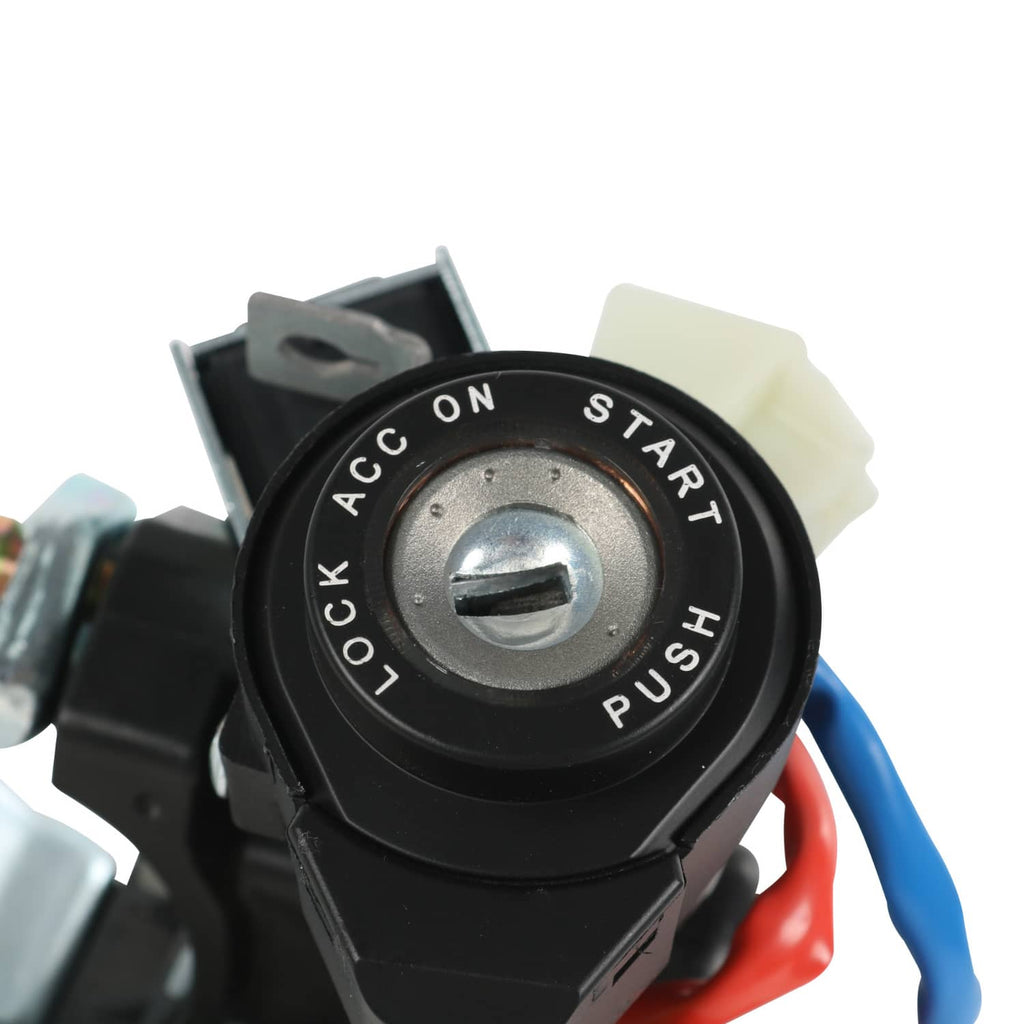Ignition switch knob showing OFF, ACC, ON, START, and HUSH text