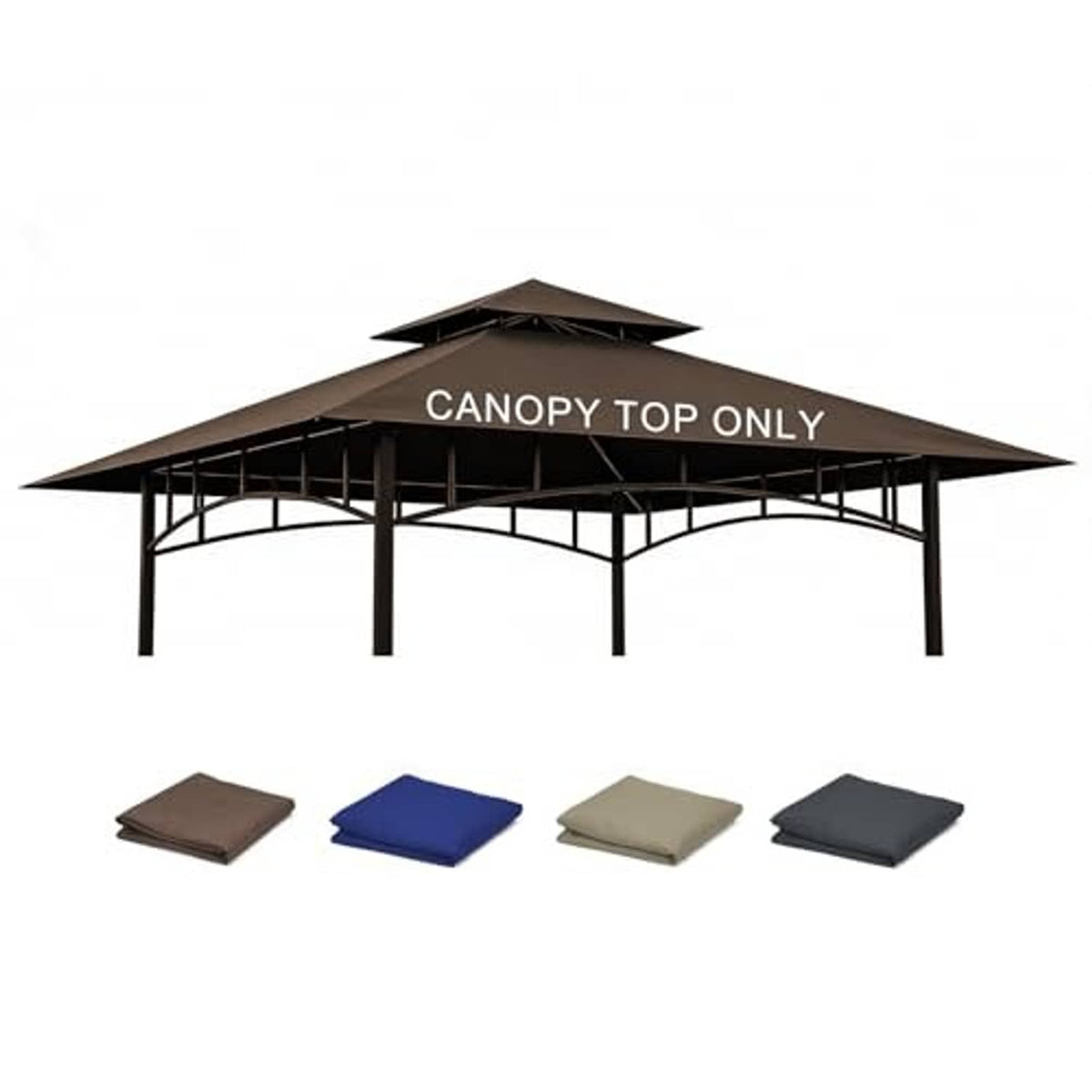 Brown gazebo replacement canopy top only with open sides and peaked roof panel