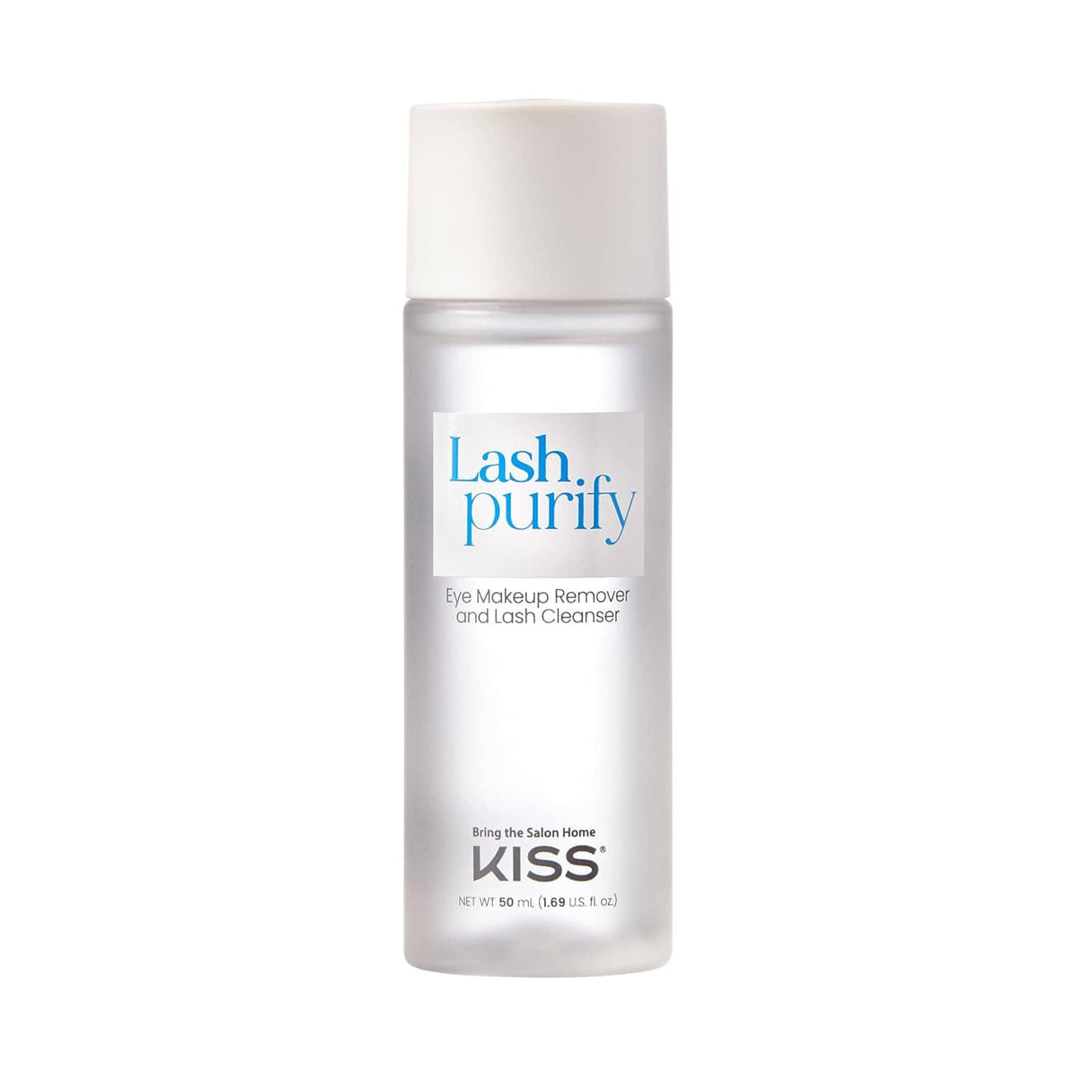 KISS Lash Purify eye makeup remover bottle, white pump-style cap