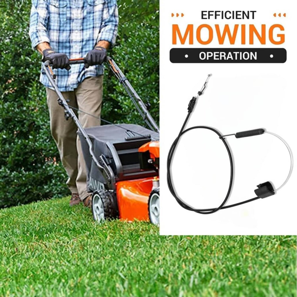 Black mower drive cable with spring and end connectors