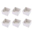 Set of 6 white deep wall switch box housings, square, with screw holes