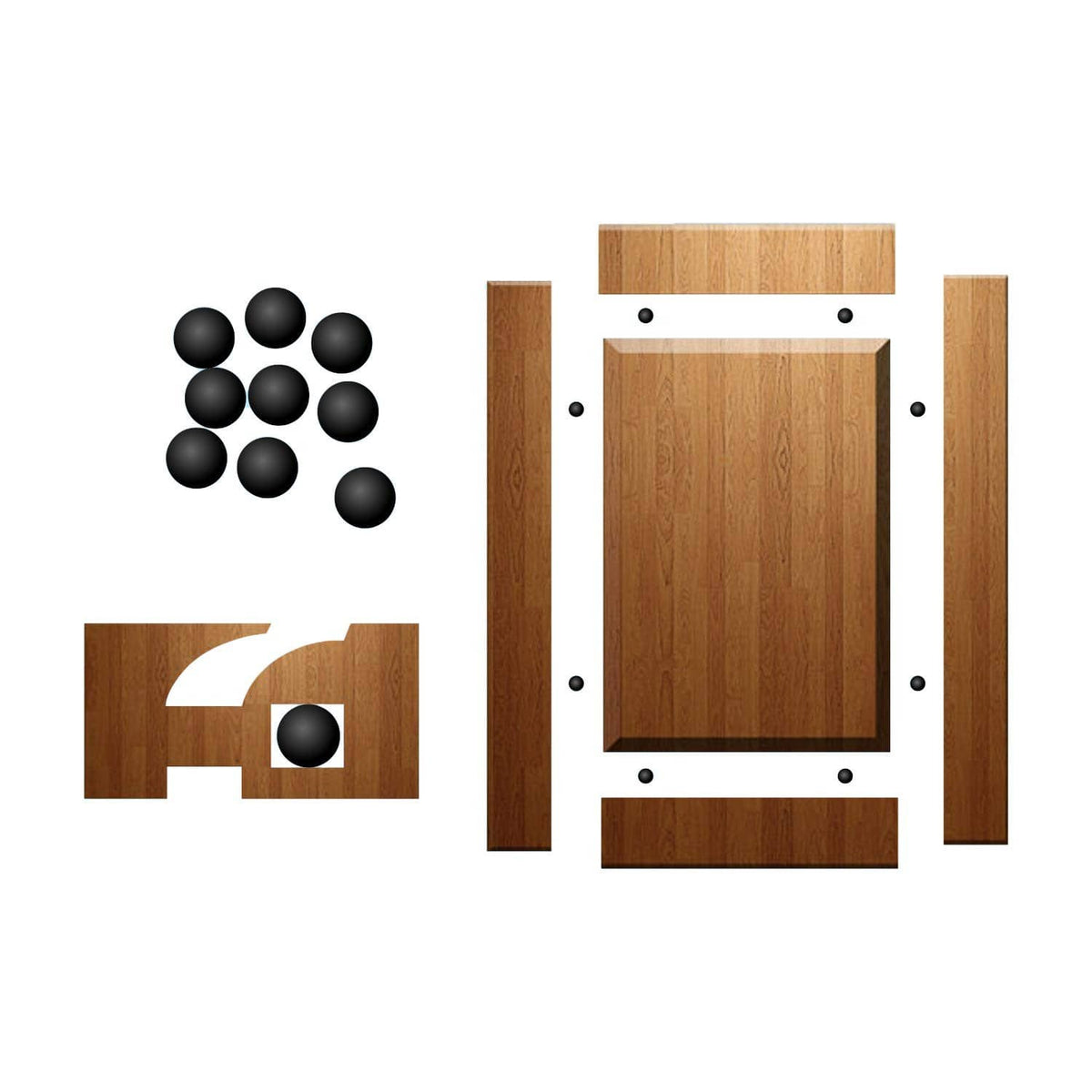 Black rubber ball cabinet door spacer set with mounting illustration