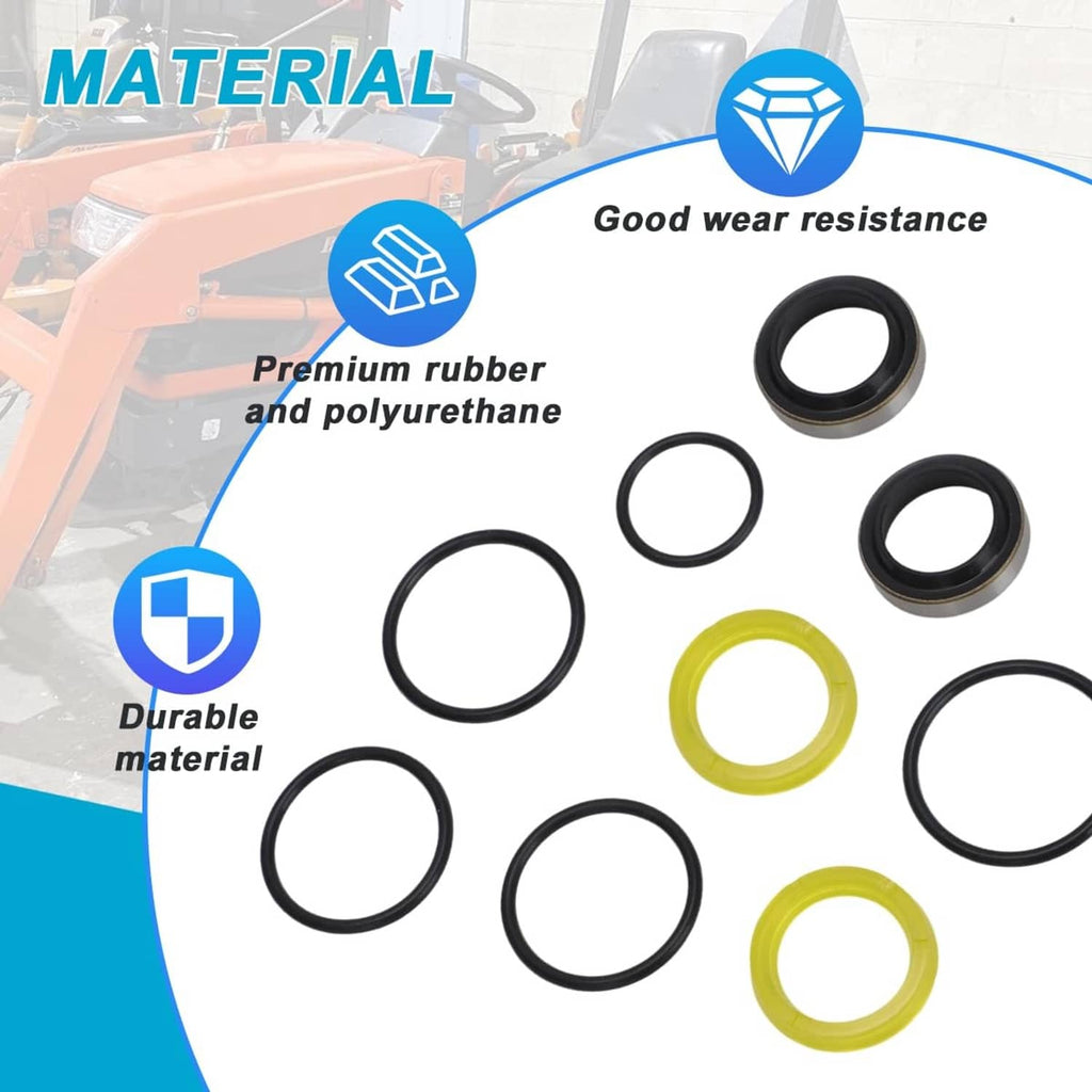 Hydraulic steering cylinder seal repair kit with premium rubber and polyurethane rings