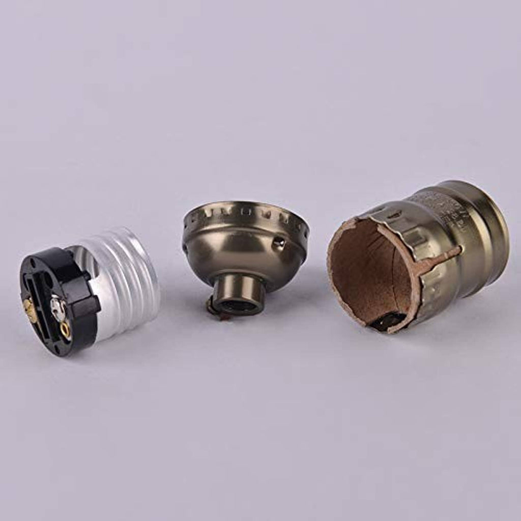 E26/E27 lamp socket replacement with exposed contact base and side terminal opening