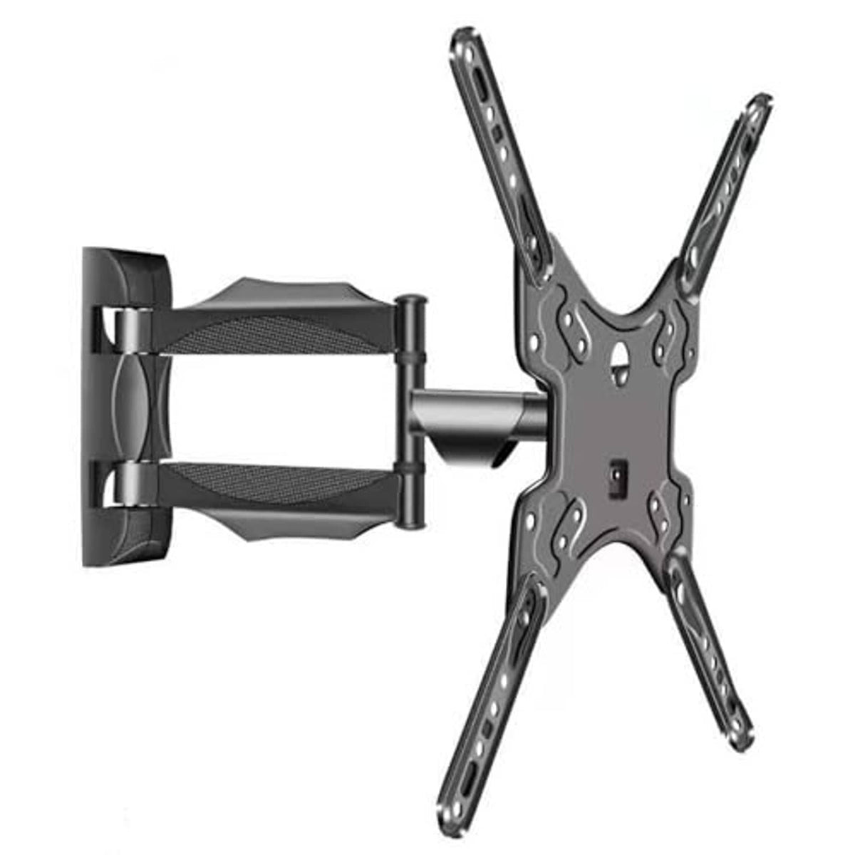 Articulating TV wall mount plate with multi-arm mounting bracket in dark metal