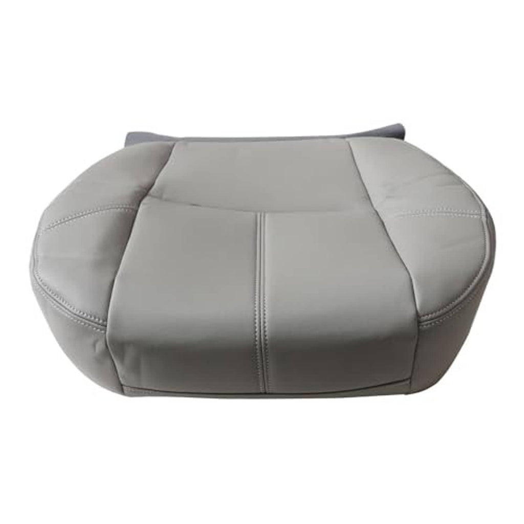 Light gray front seat bottom replacement cover with molded contour and stitched seams