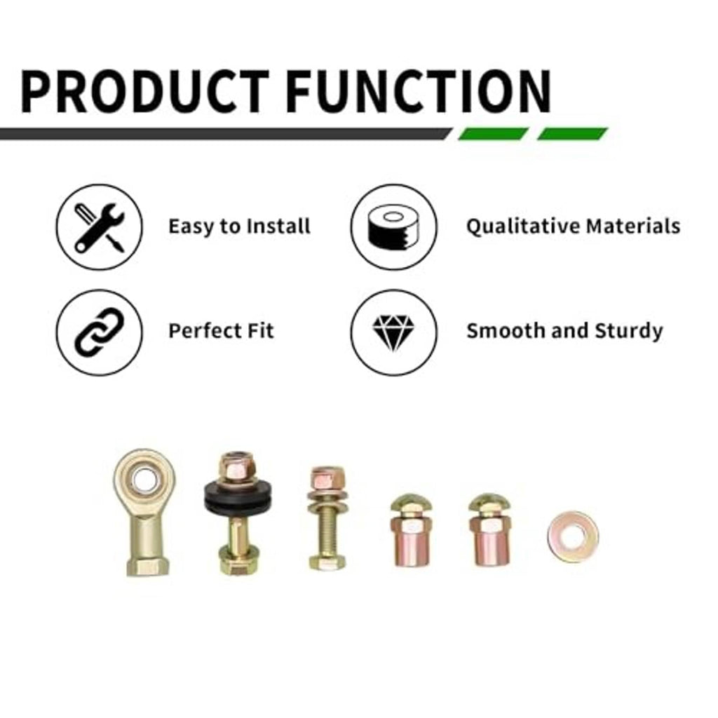 Adjustable column shift linkage kit components with link arms, bolts, washers, and pins