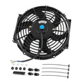 Black 10-inch electric radiator cooling fan assembly with included mounting hardware and wires