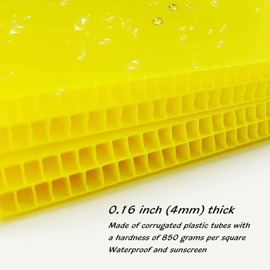 Yellow corrugated plastic yard sign material with honeycomb texture; 0.16 in thick