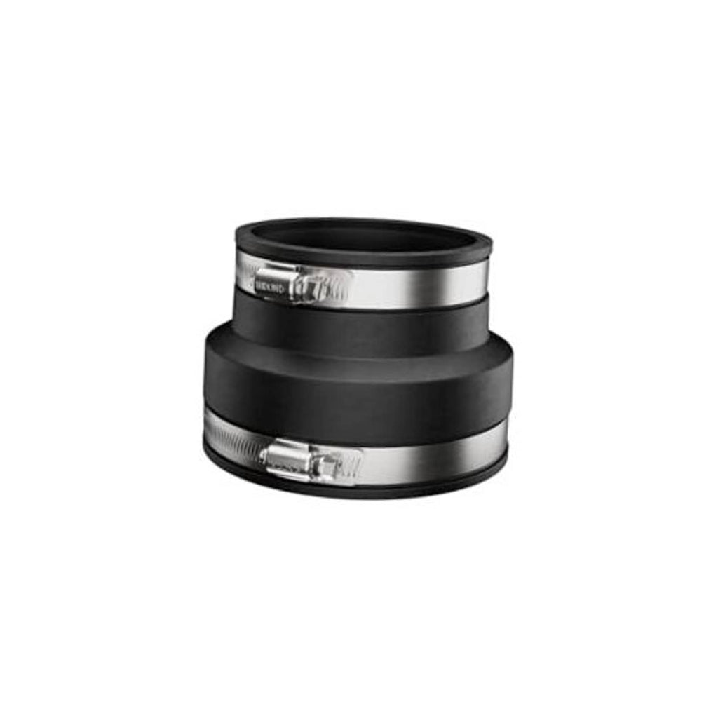 Flexible PVC reducing coupling with metal clamps, black body