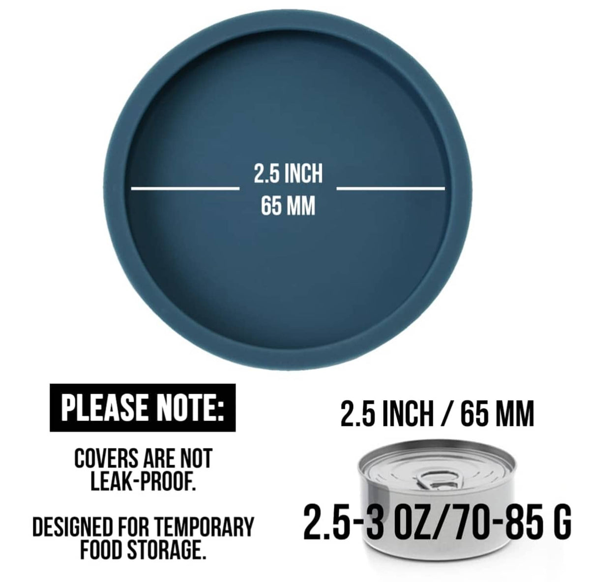 Teal silicone cat can lid, 2.5 inch (65 mm) diameter