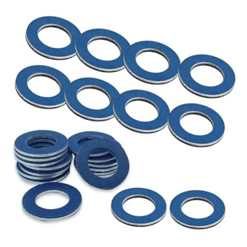 Blue oil drain plug gasket washers, aluminum crush seal set