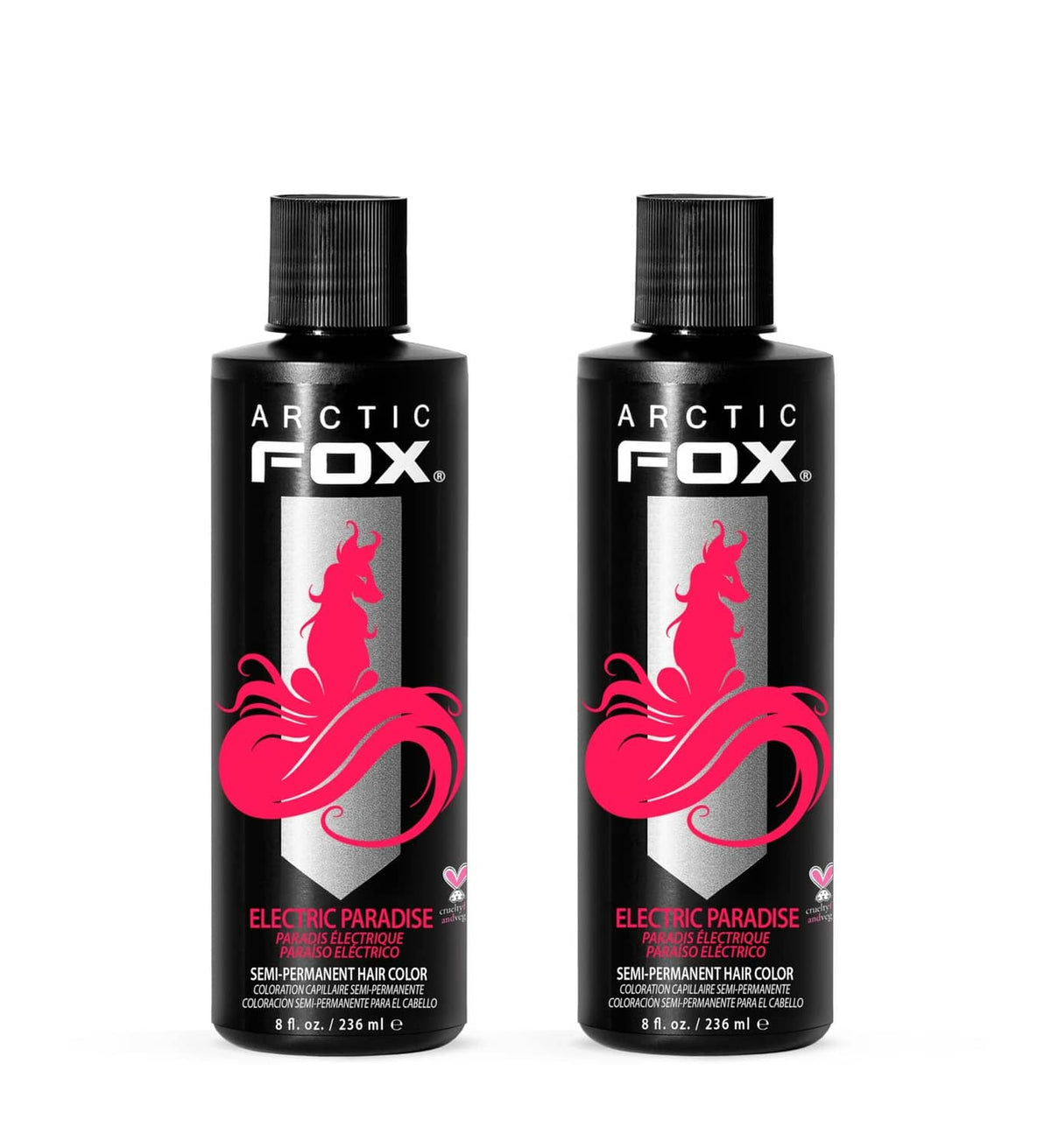 ARCTIC FOX semi-permanent hair dye bottles, Electric Paradise pink-red, 2-pack