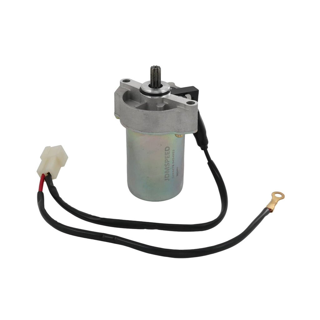 Polaris starter motor with black wire leads and mounting bracket