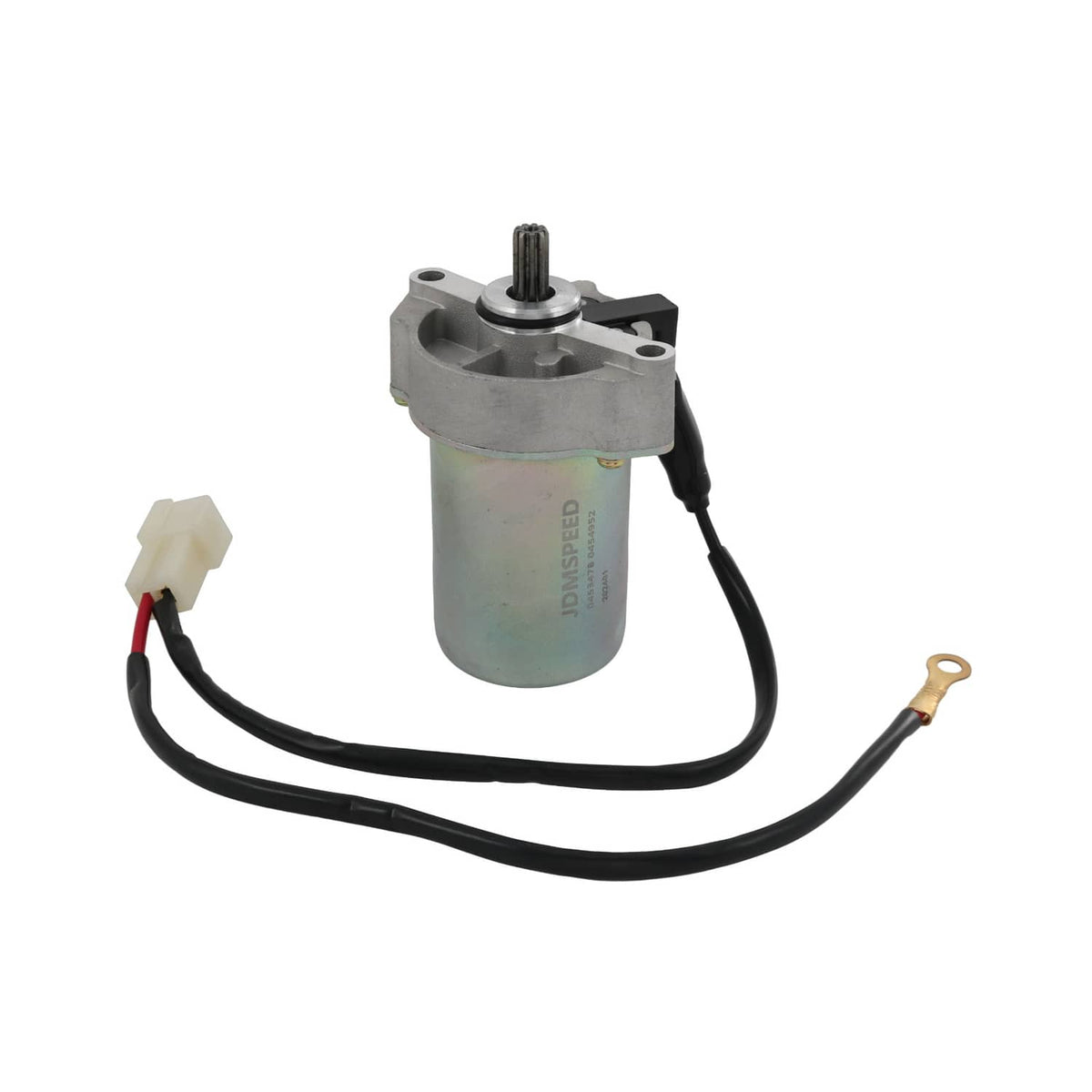 Polaris starter motor with black wire leads and mounting bracket