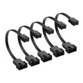 Fan adapter splitter cable with multiple black connectors and ribbed wire leads